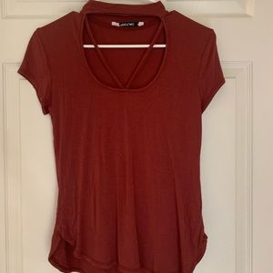 Red v neck shirt